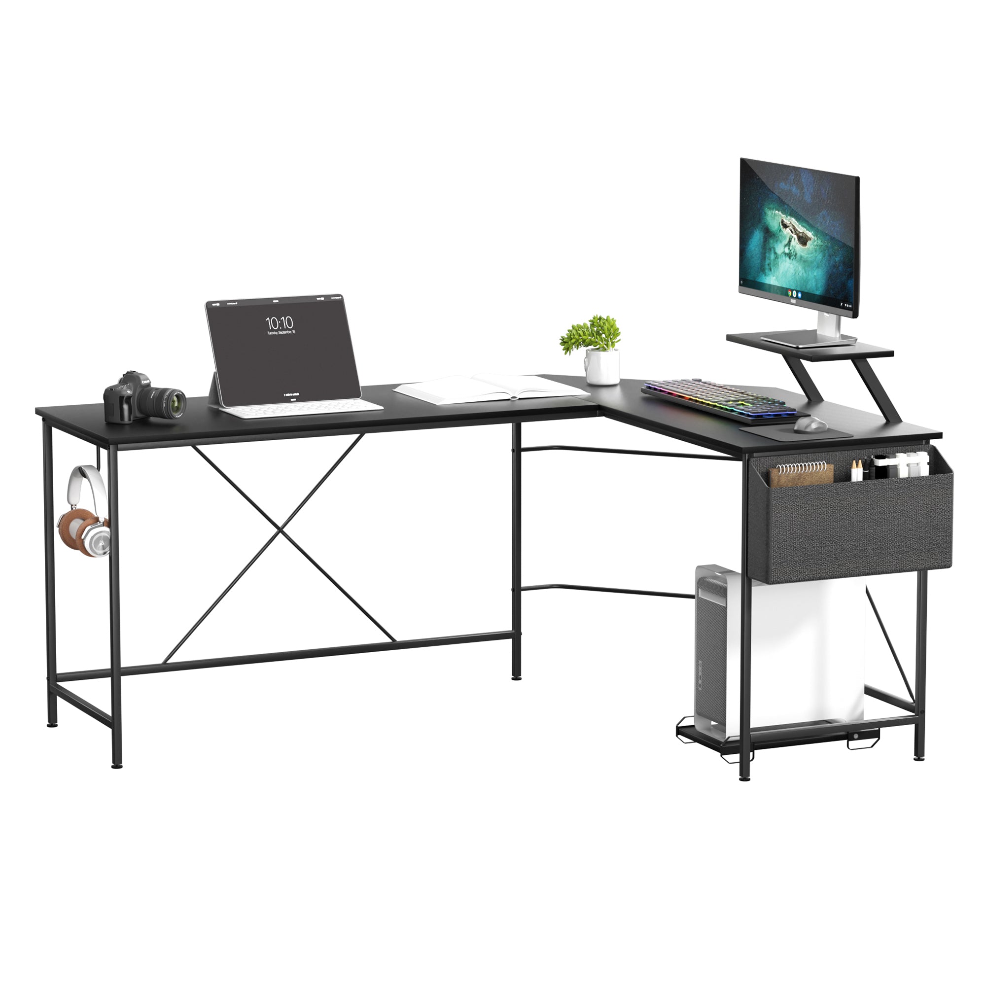 Levede Computer Desk Corner Desk Black-2006732838304616449 Main image