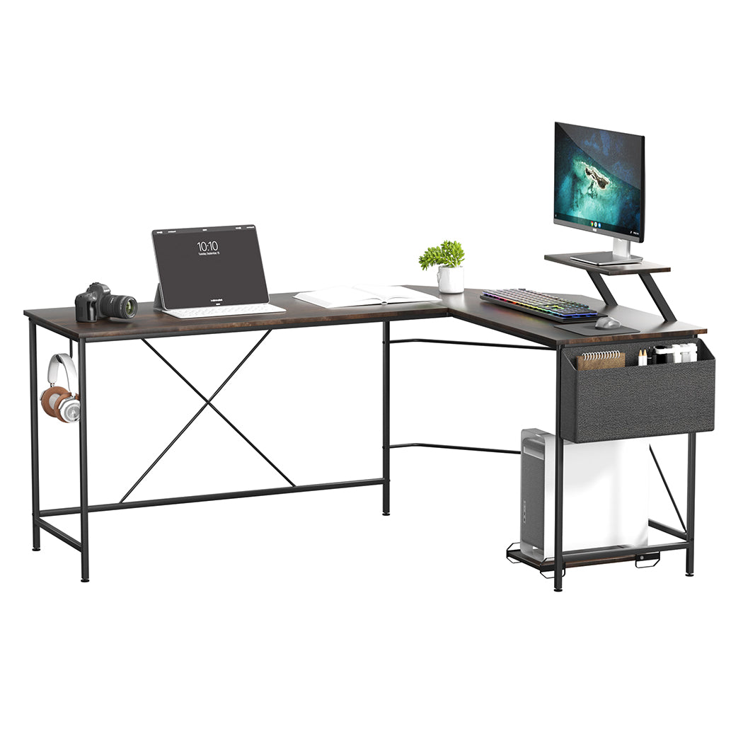 Levede Computer Desk Corner Desk Brown-2006732838480777217