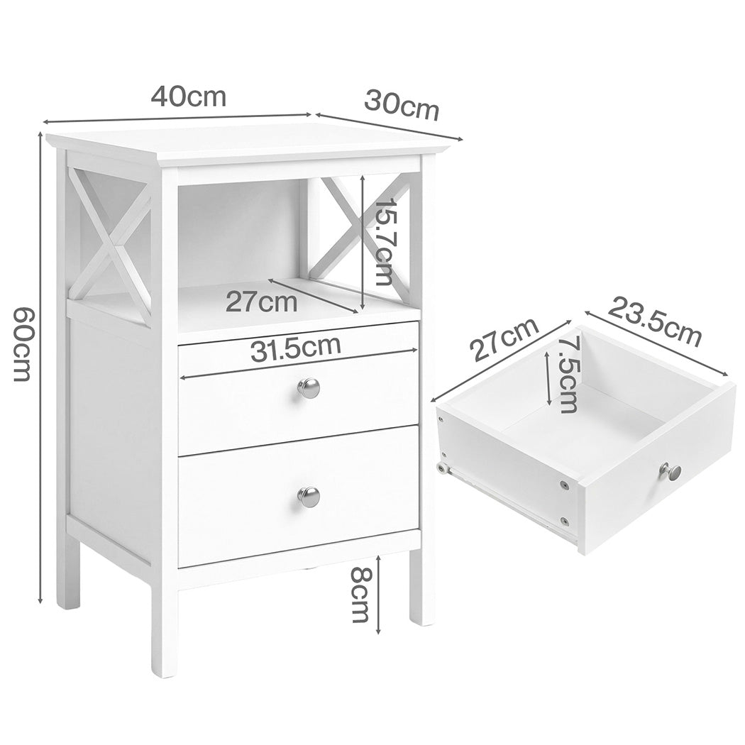 2-Drawer Bedside Table Nightstand Side Table Zweitbild