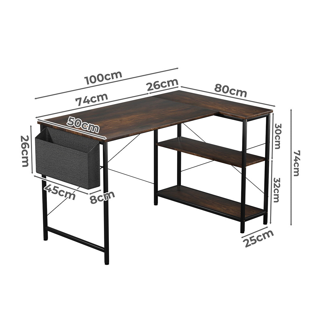 L-Shaped Computer Desk Corner Desk Brown Secondary image