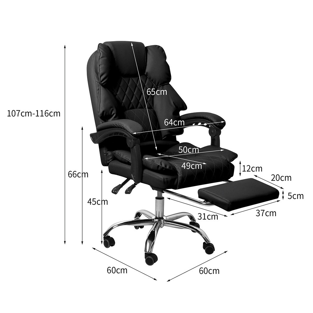 Gaming Chair Office Computer Black Footrest Secondary image