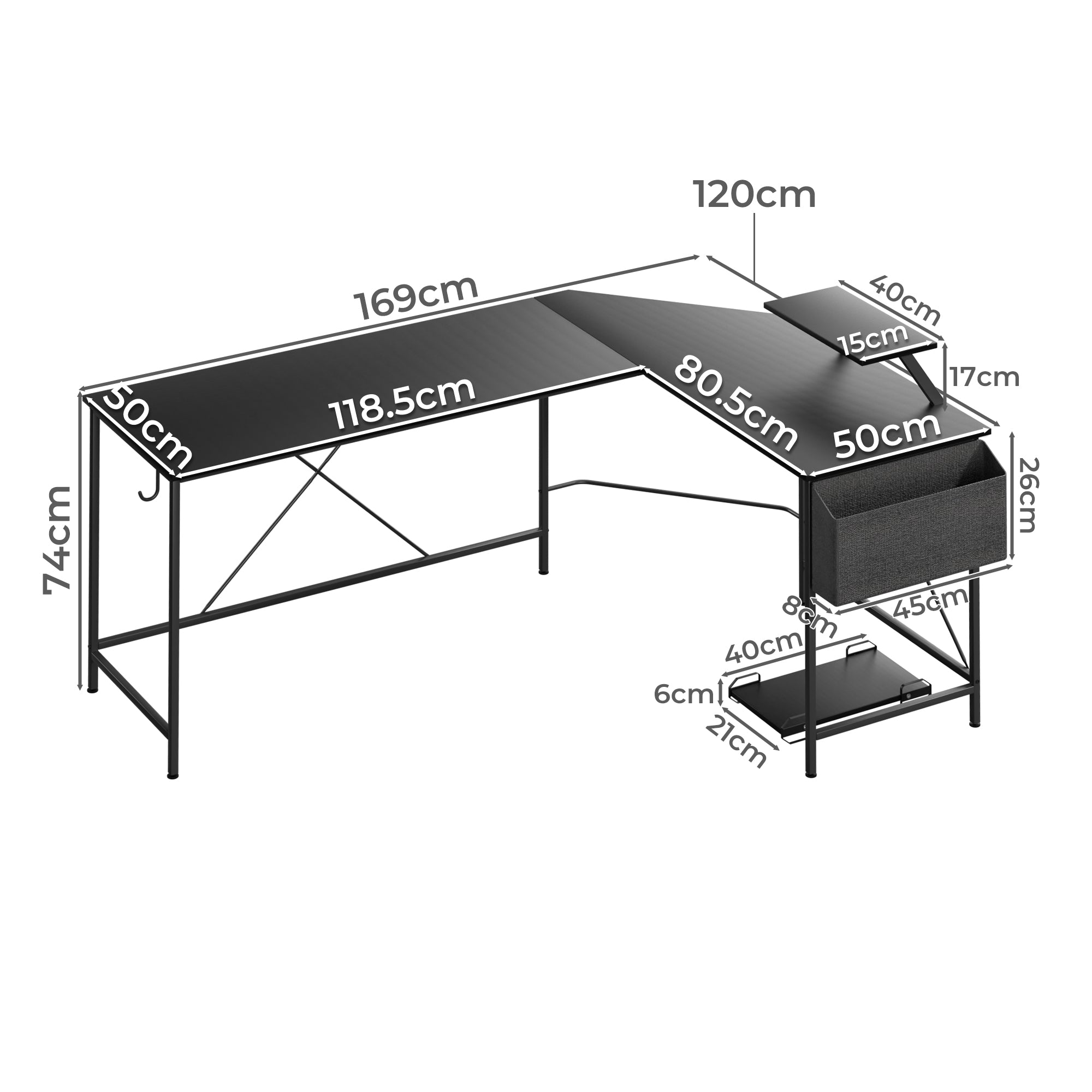 Computer Desk Corner Desk Black Secondary image