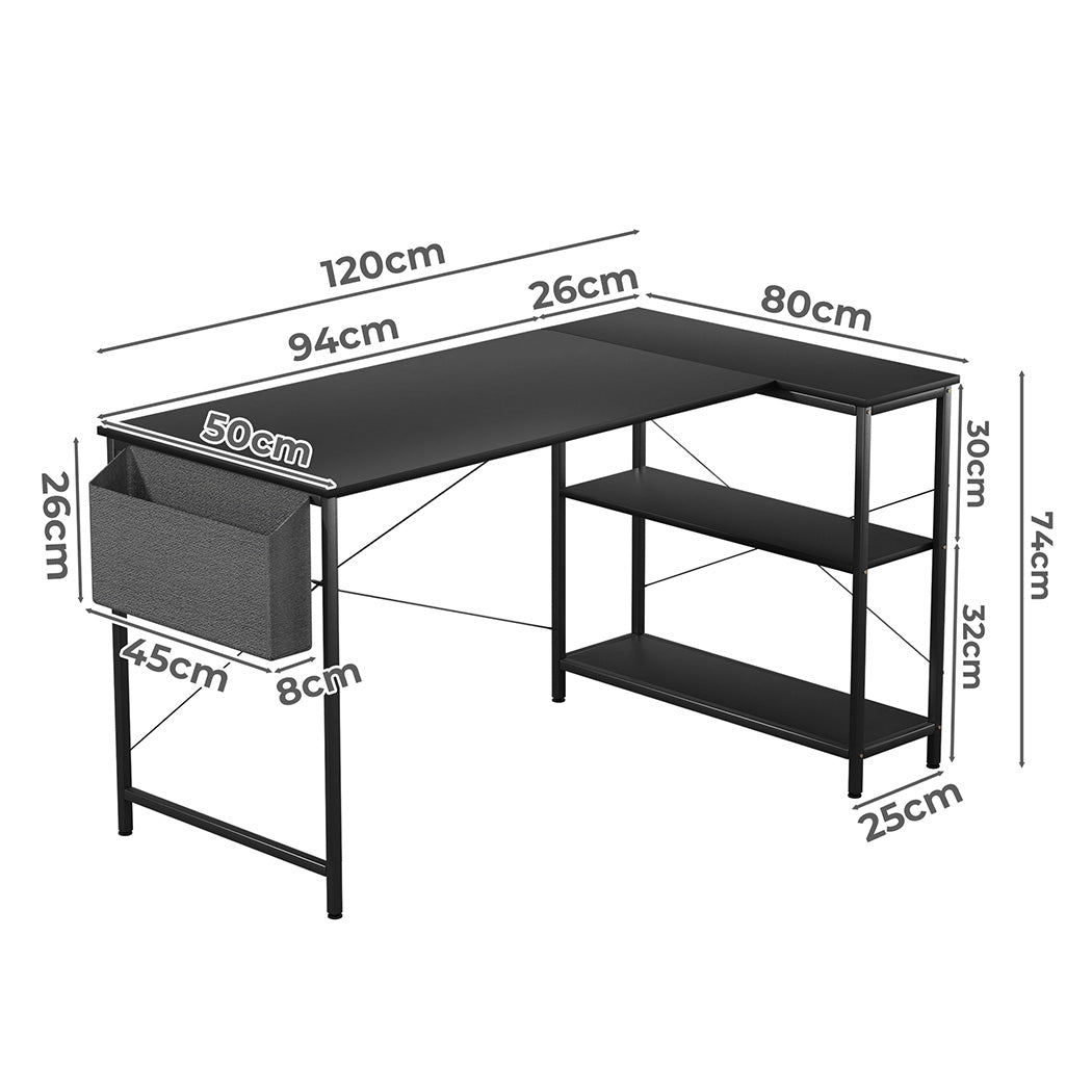 L-Shaped Computer Desk Home Desk Black Secondary image