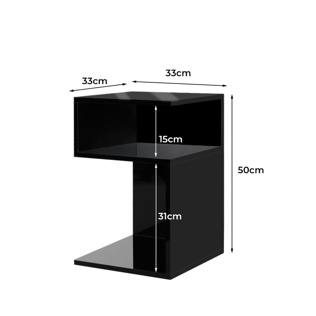 Levede 1xBedside Tables Drawers Side Black-2029387274596257794