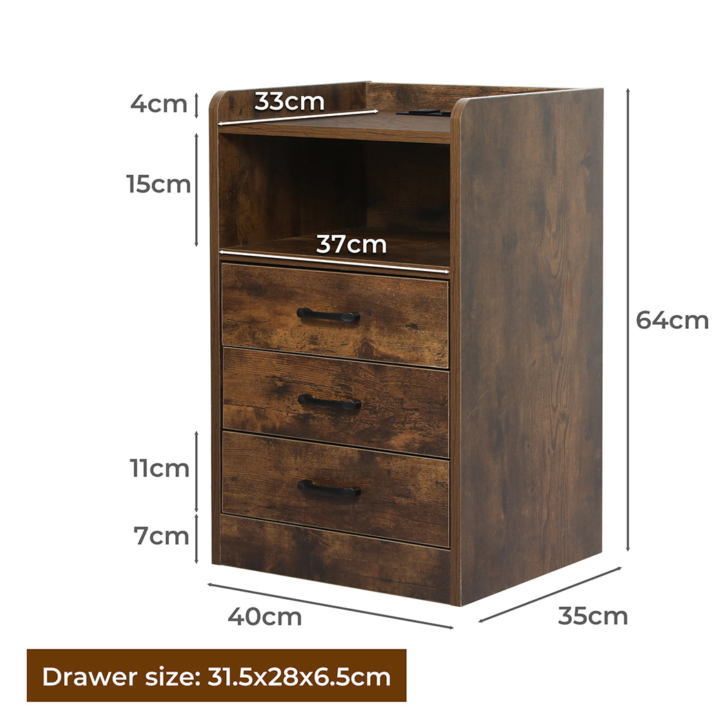 Bedside Table USB Charger Outlet LED Oak Secondary image