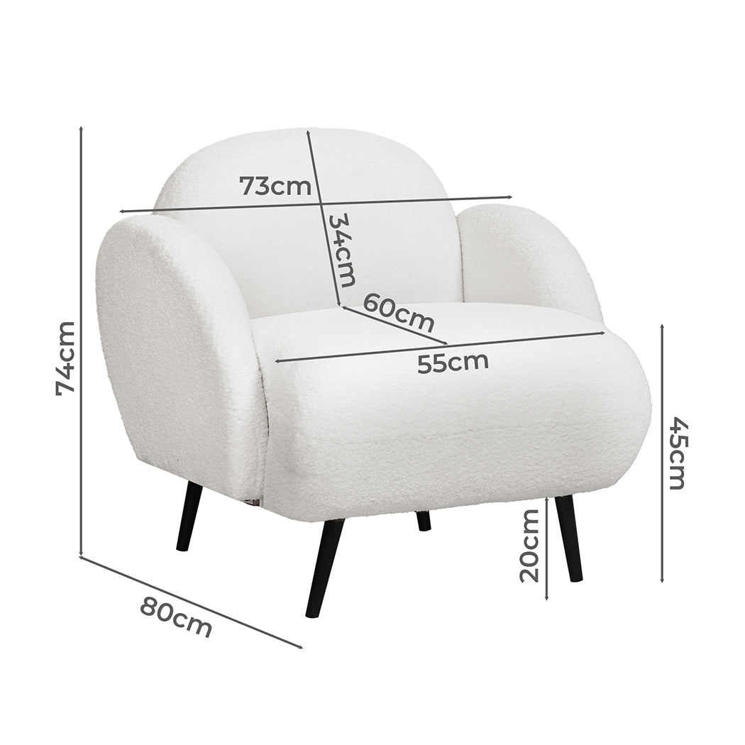 Sofa Chair Fleece Upholstered Single White Secondary image