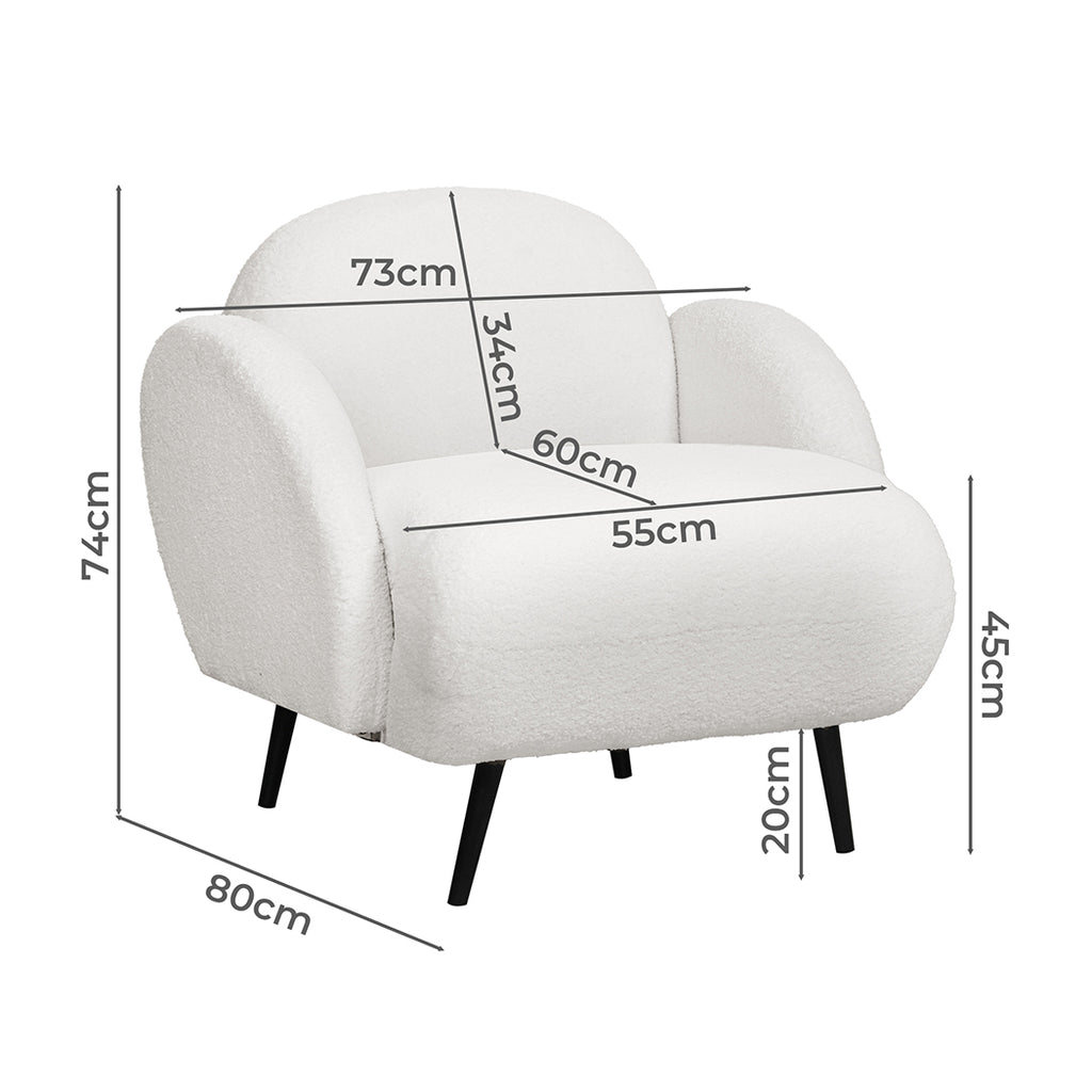 Levede Sofa Chair Fleece Upholstered Single White-2006732843727851522