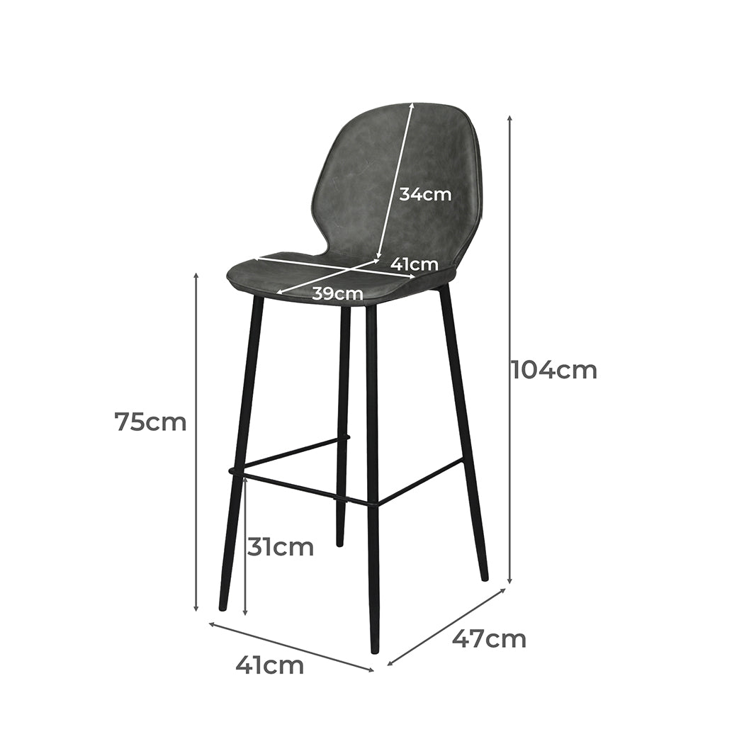 2 x Bar Stool Barstools Counter Grey Secondary image
