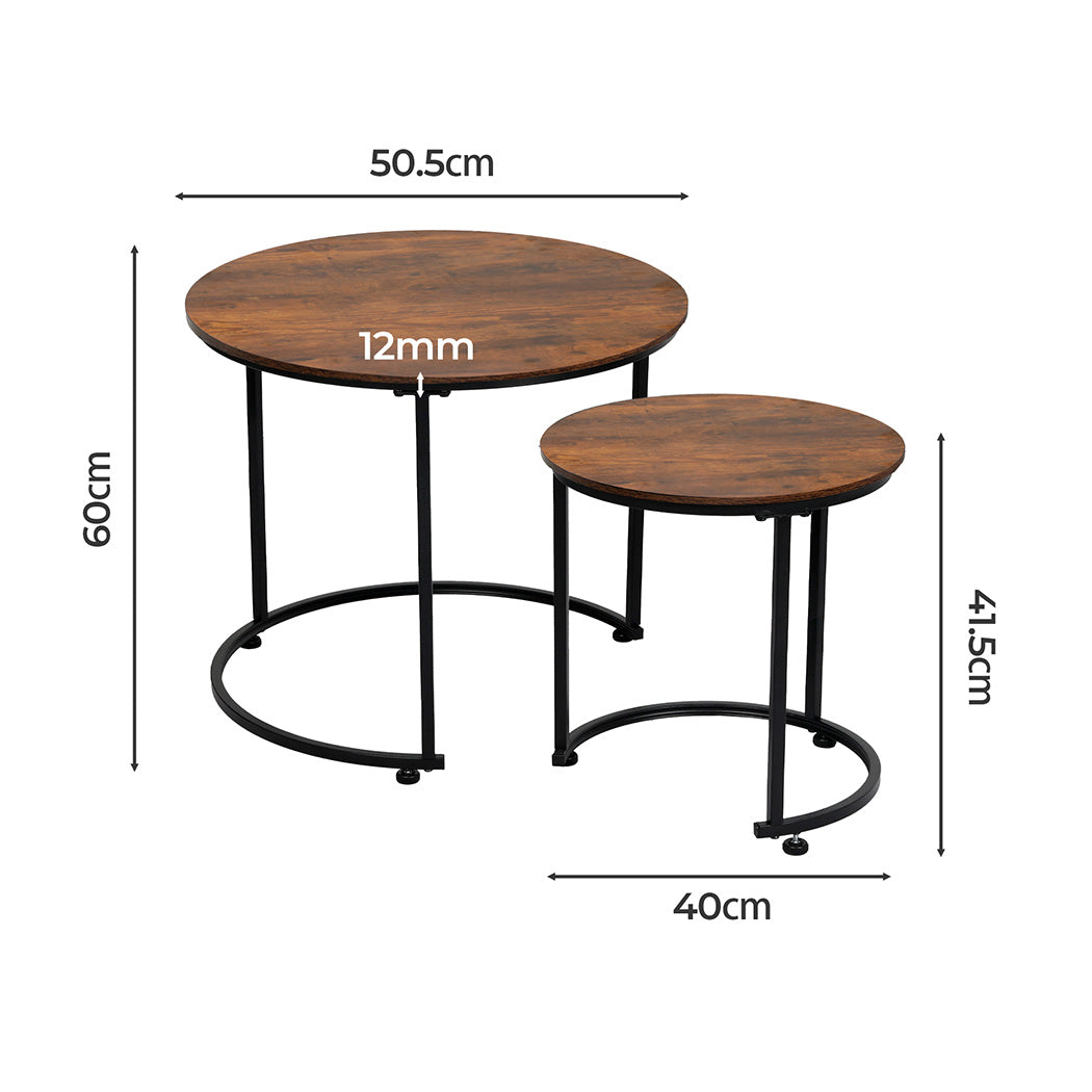 Round Wooden Nesting Table Coffees (pair) Secondary image