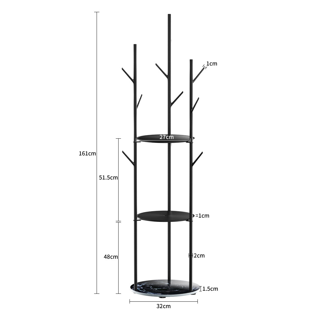 Coat Rack Clothes Stand 8 Hook Organizer Black Zweitbild