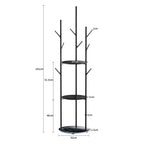Levede Coat Rack Clothes Stand 8 Hook Organizer Black-2018816848522514434