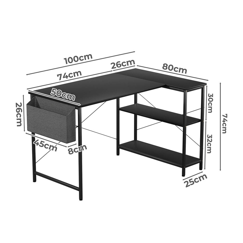 Levede L Shaped Computer Desk Corner Desk Black-2029387249963110402