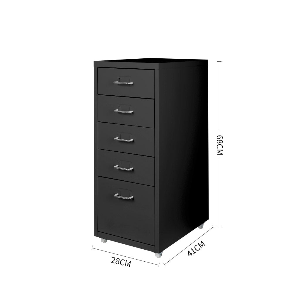 5-Drawer Black Office Cabinet Drawers Secondary image