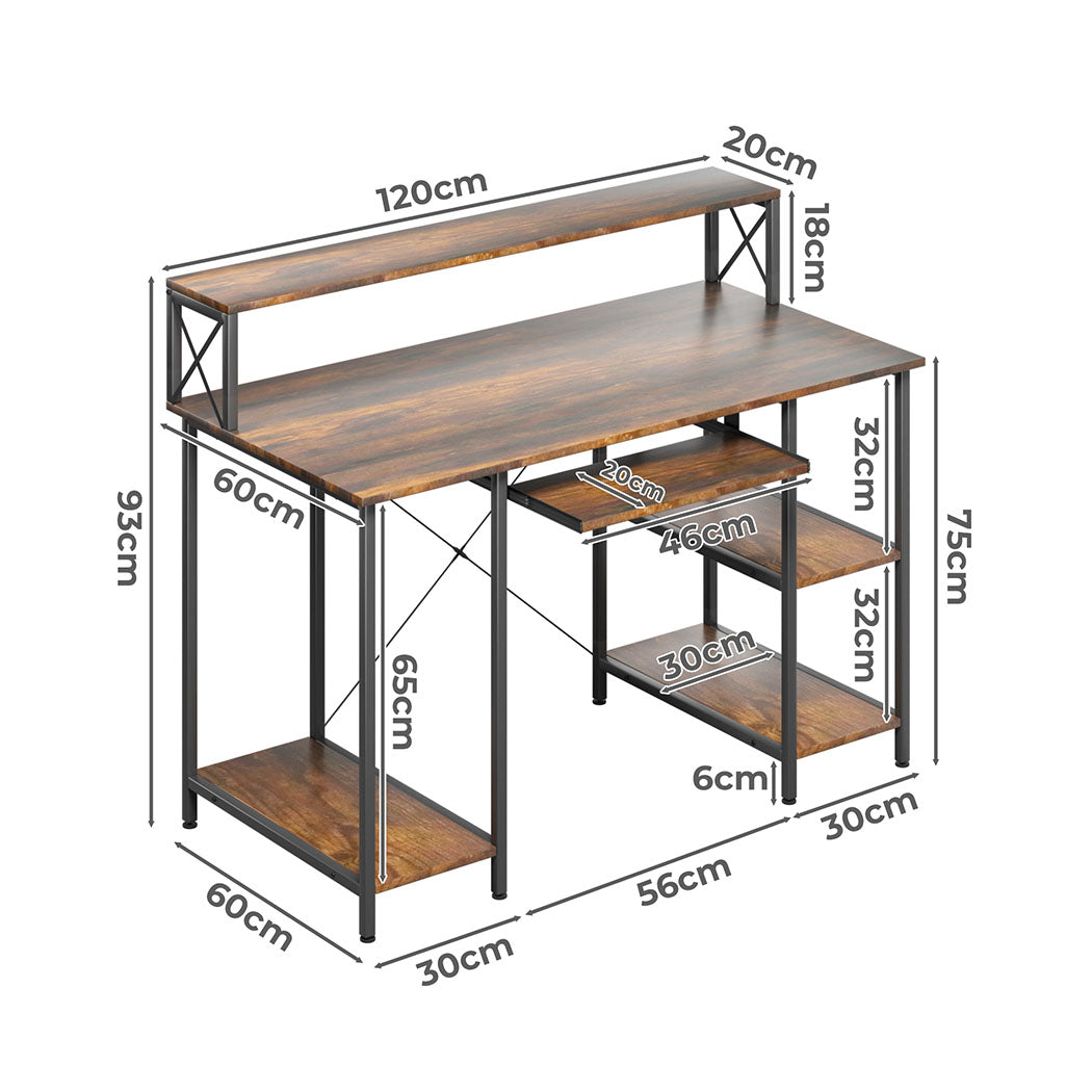 Office Gaming Computer Desk Brown Secondary image