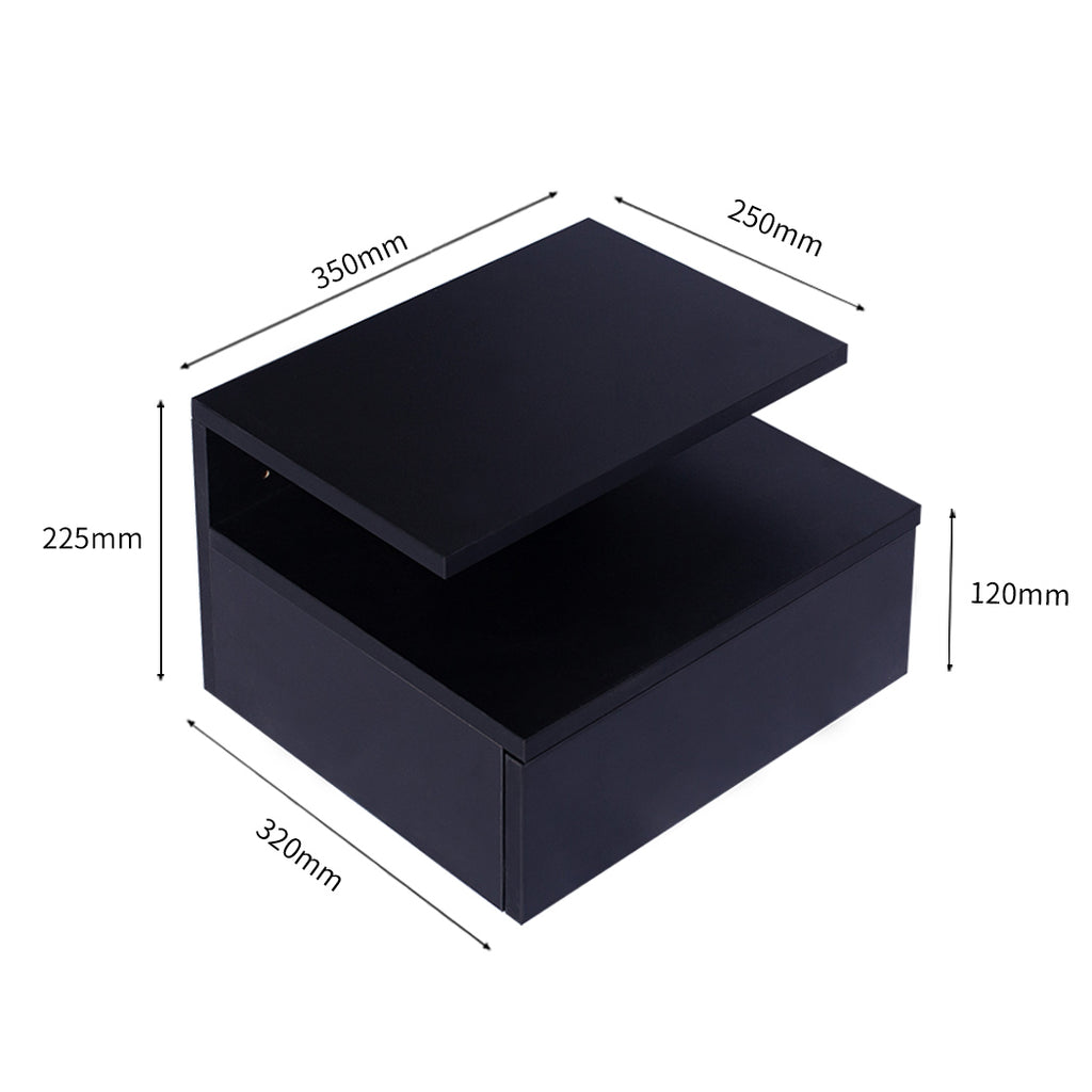 Levede 2x Bedside Tables Side Table Black-2006733164449501186