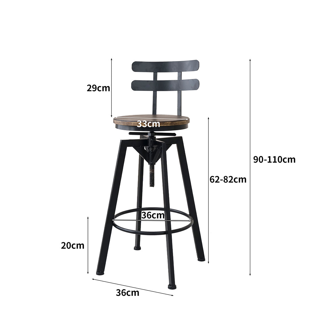 2 x Bar Stools, Industrial Adjustable Zweitbild