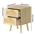 Levede 2x Bedside Tables Set Wooden Side Table Nigntstand Bedroom Rattan Drawers-2050056763503415298