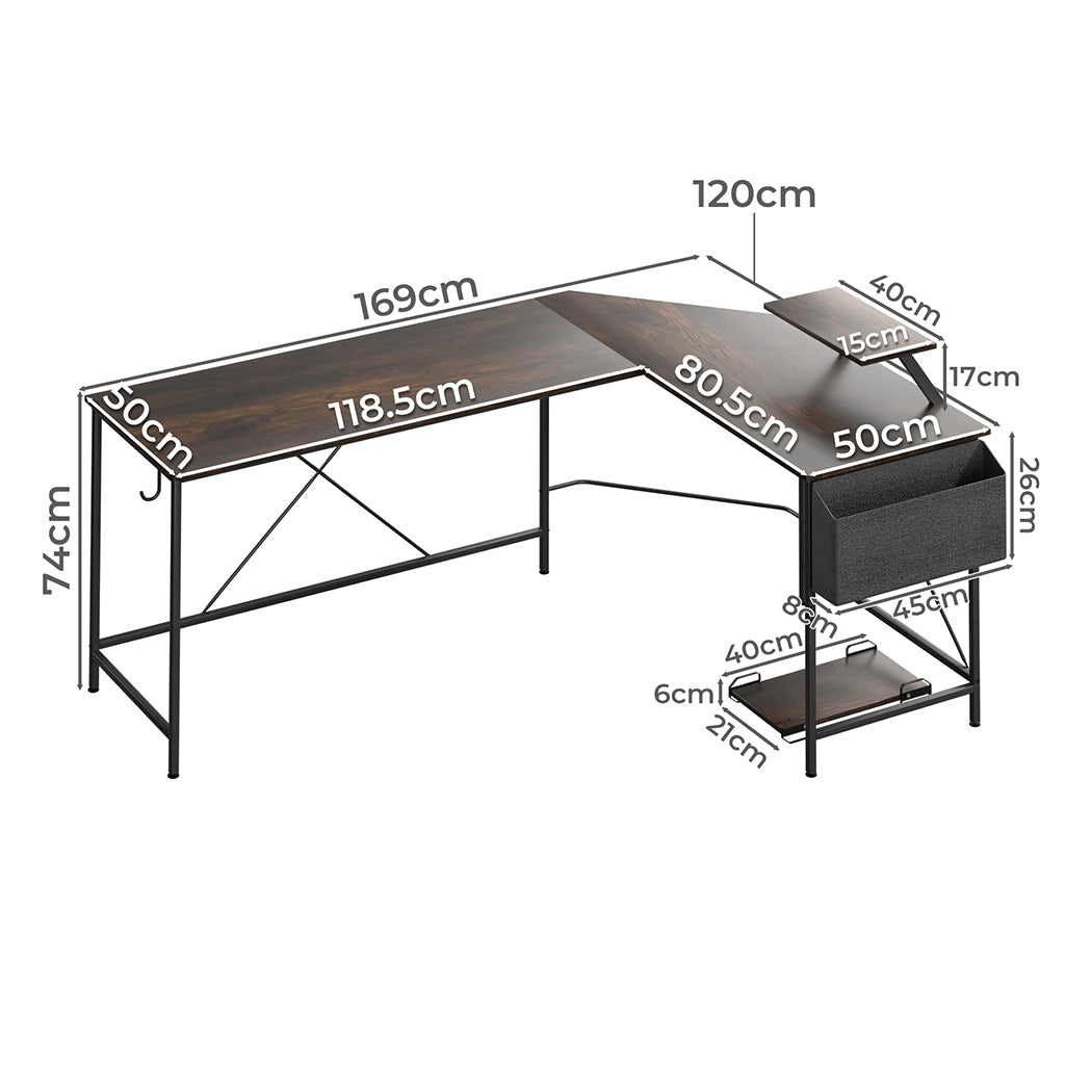 Computer Desk Corner Desk Brown Secondary image