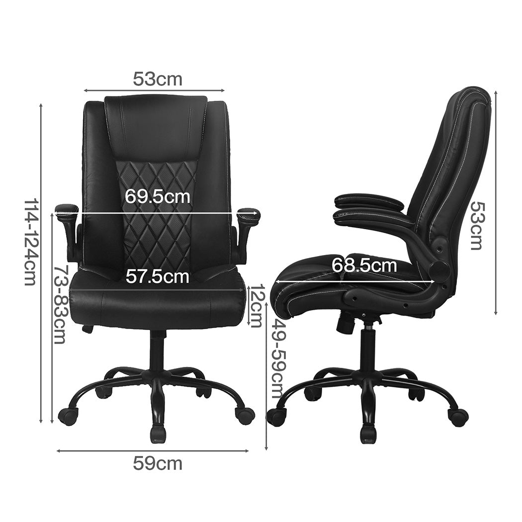 Executive Office Chair Footrest PU Leather Tilt Gaming Work Seat Black Secondary image