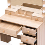 Levede Dressing Table Stool Set Oak-2029387202403897347
