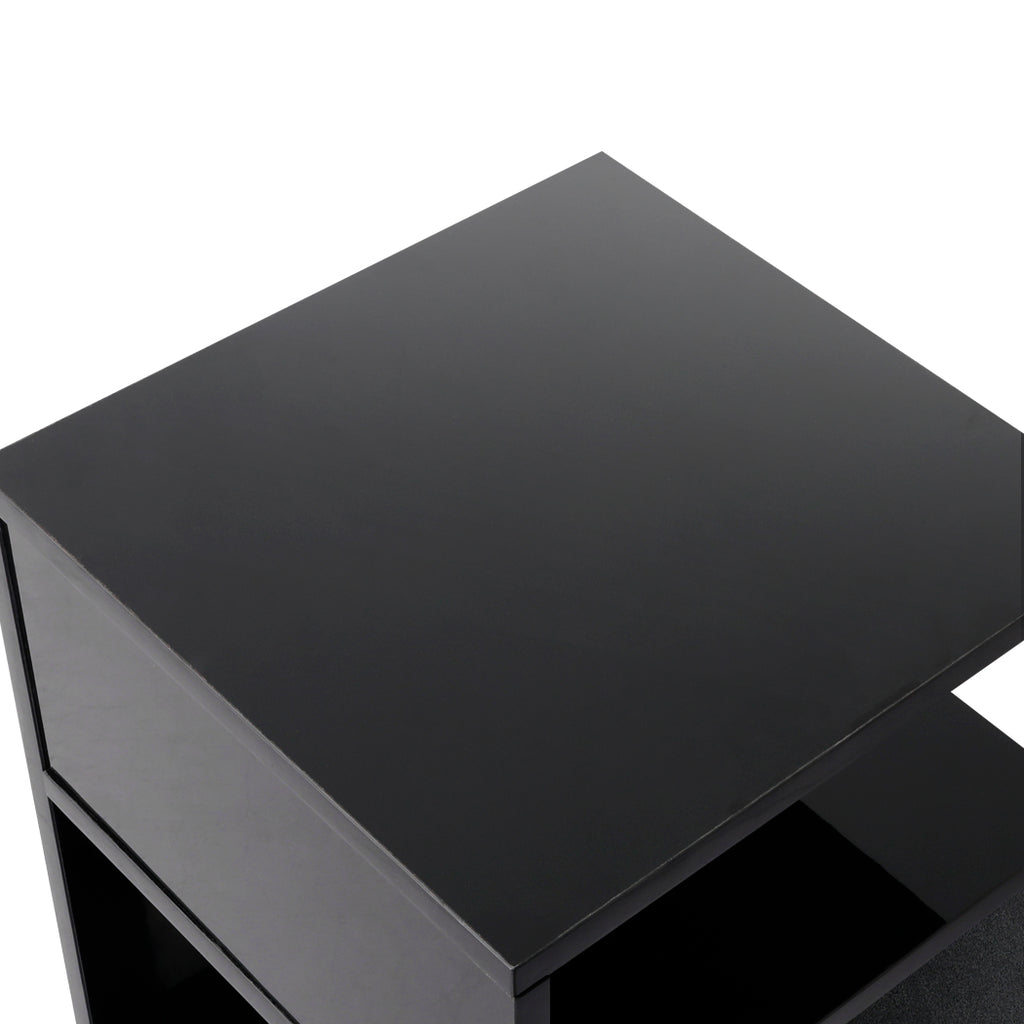 Levede 1xBedside Tables Drawers Side Black-2029387274596257795