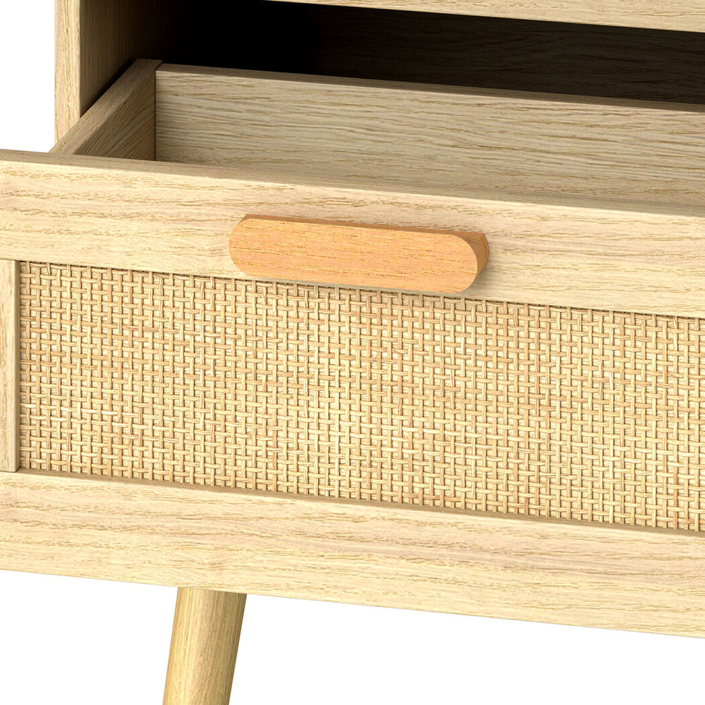 Levede 2x Bedside Tables Set Wooden Side Table Nigntstand Bedroom Rattan Drawers-2050056763503415299