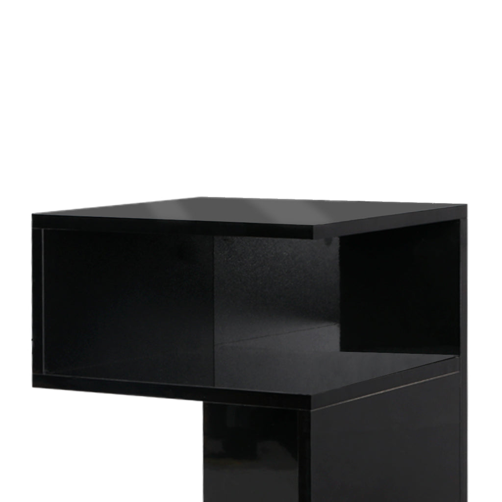 Levede 1xBedside Tables Drawers Side Black-2029387274596257796
