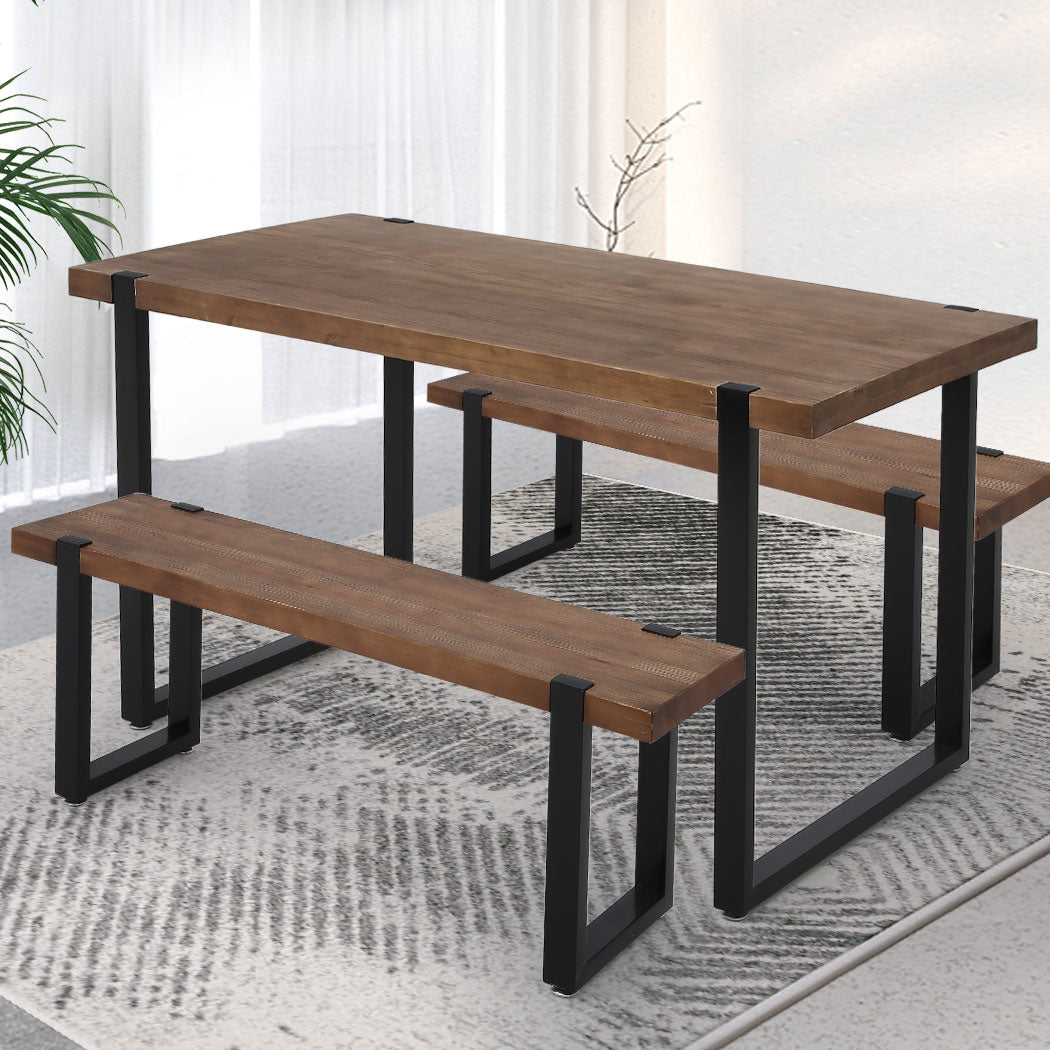Levede Wooden Dining Sets 1XTable+2X-2006733279557980167